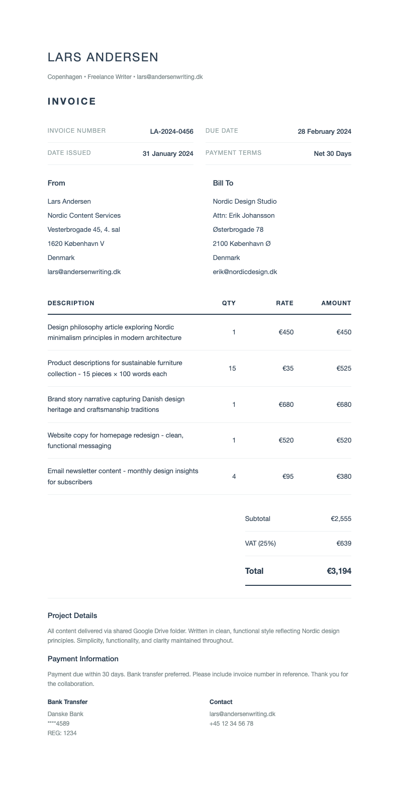 Scandinavian Simple Invoice